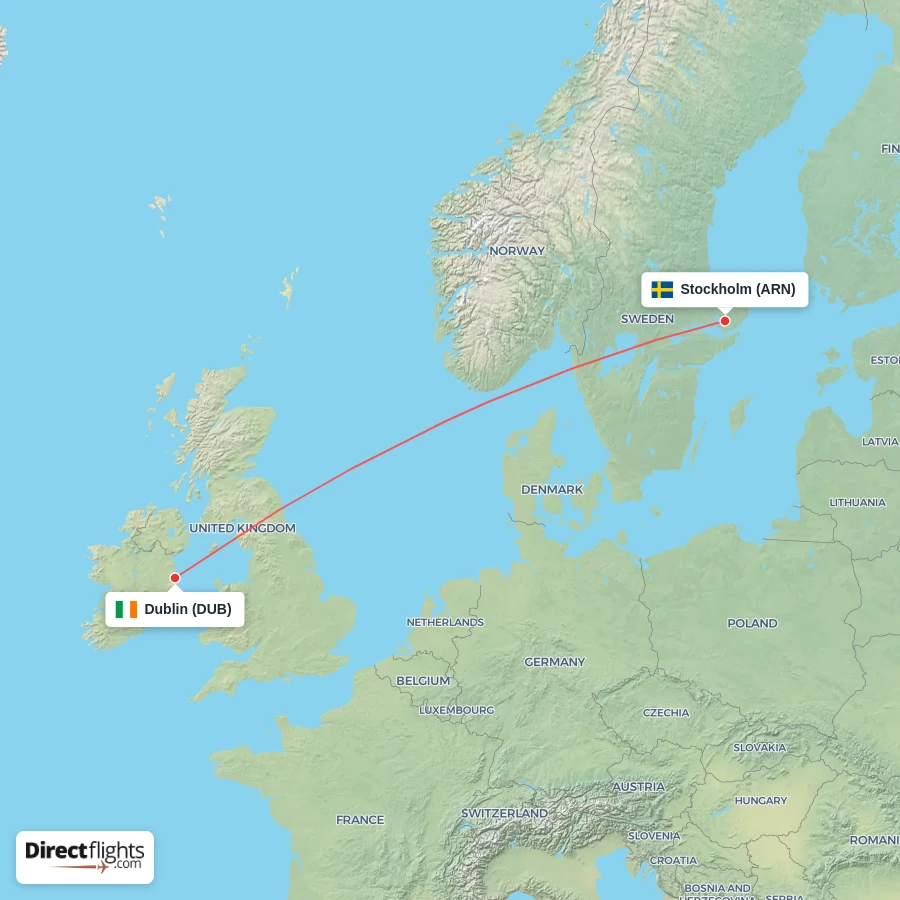 ARN - DUB route map