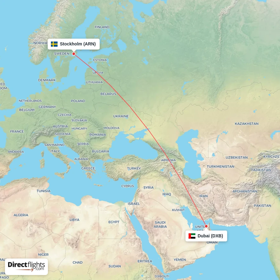 ARN - DXB route map