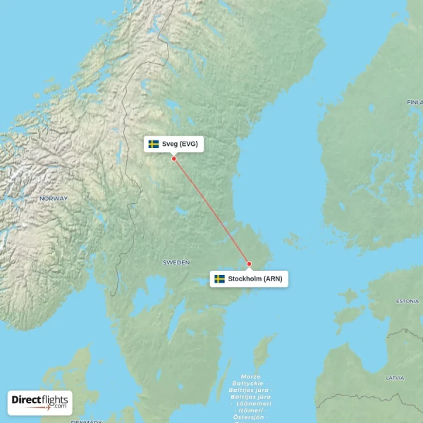 Stockholm - Sveg direct flight map