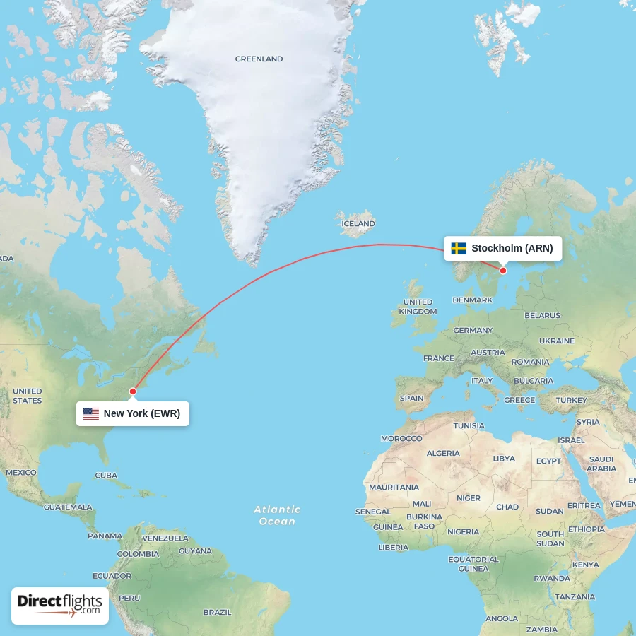 ARN - EWR route map