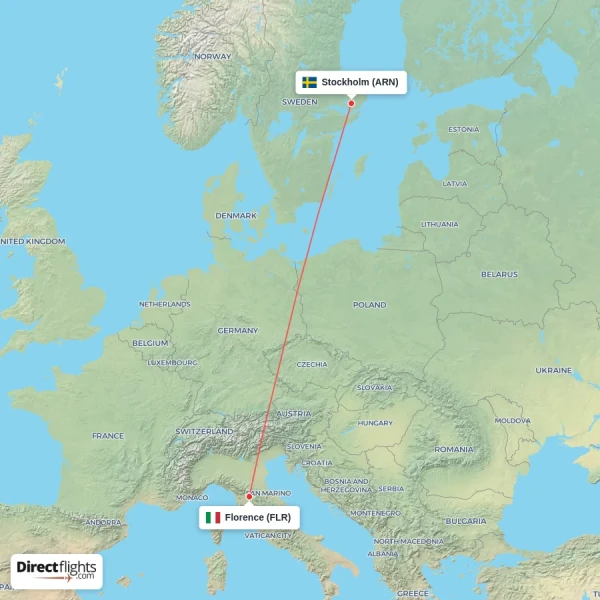 Stockholm - Florence direct flight map