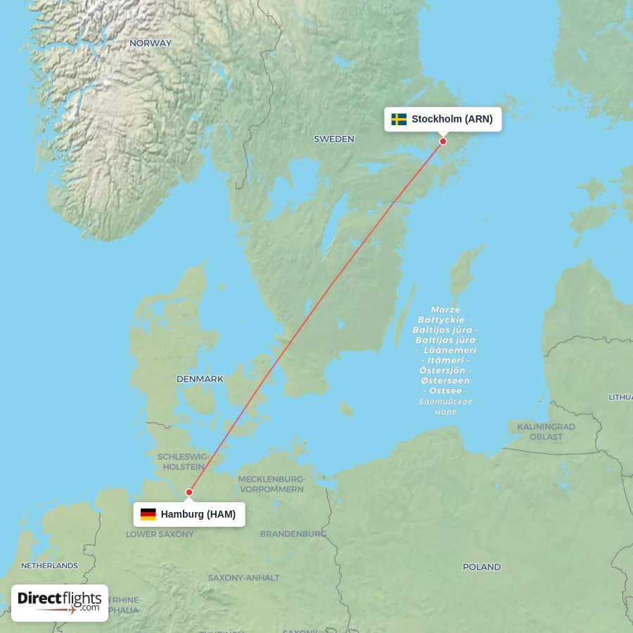 ARN - HAM route map