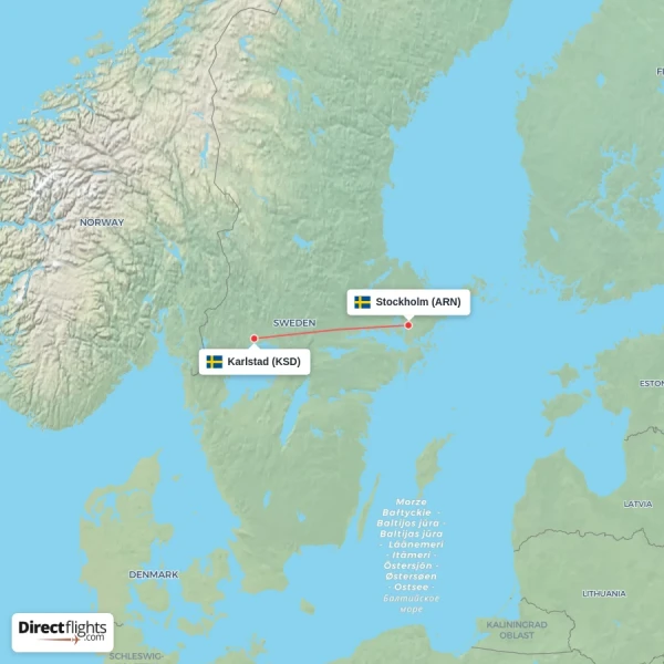 Stockholm - Karlstad direct flight map