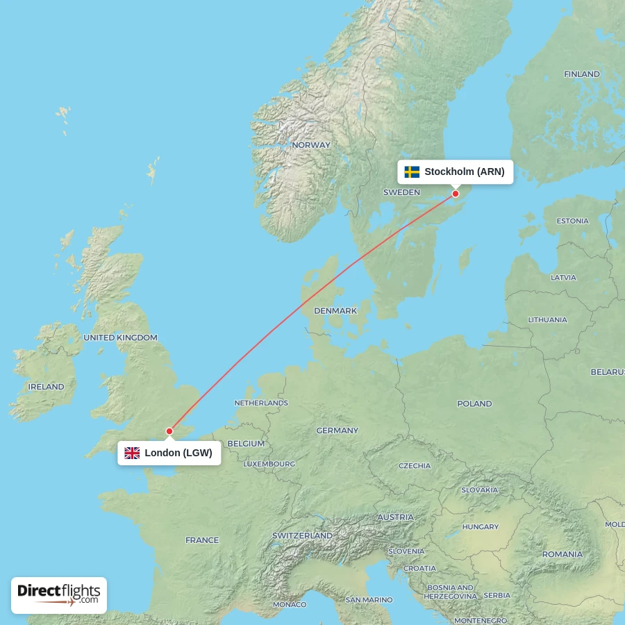 ARN - LGW route map