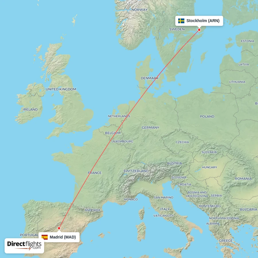 ARN - MAD route map
