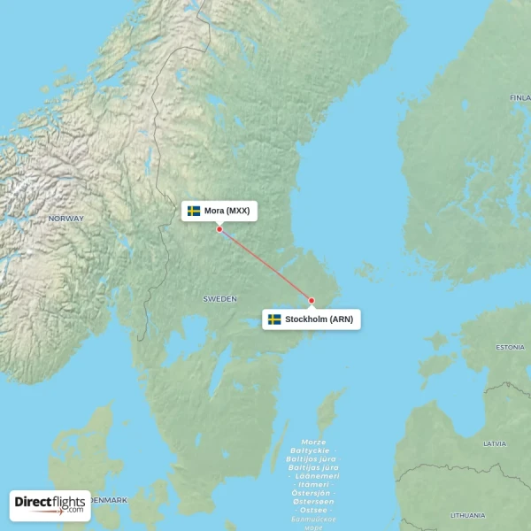 Stockholm - Mora direct flight map