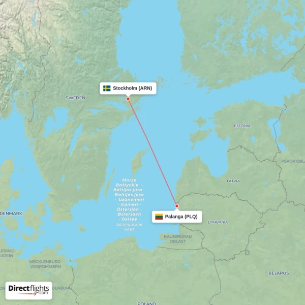 Stockholm - Palanga direct flight map