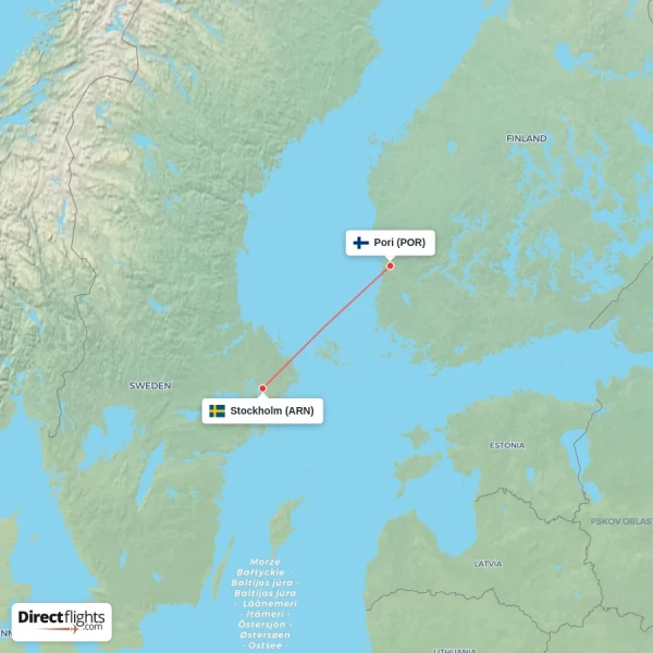 Stockholm - Pori direct flight map