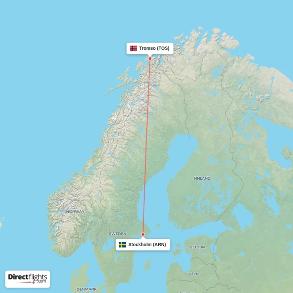 Stockholm - Tromso direct flight map