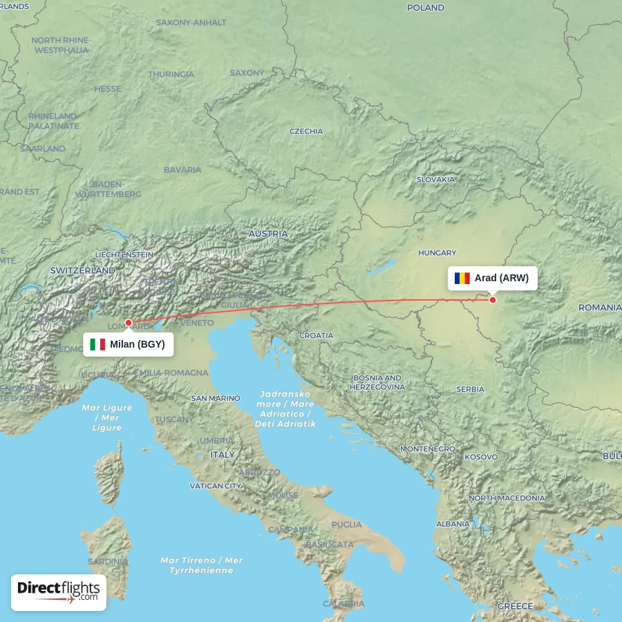 ARW - BGY route map
