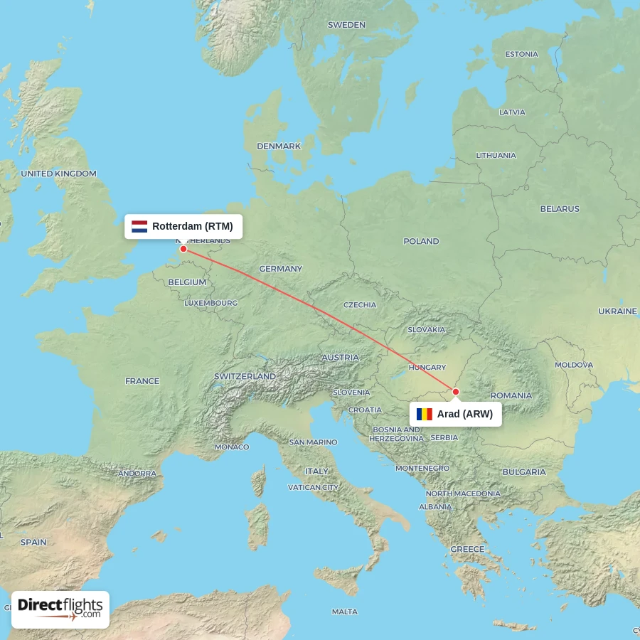 ARW - RTM route map