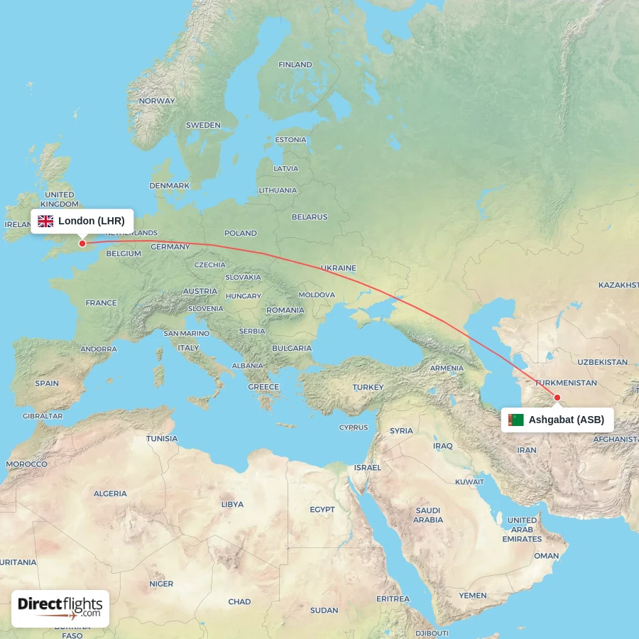 ASB - LHR route map
