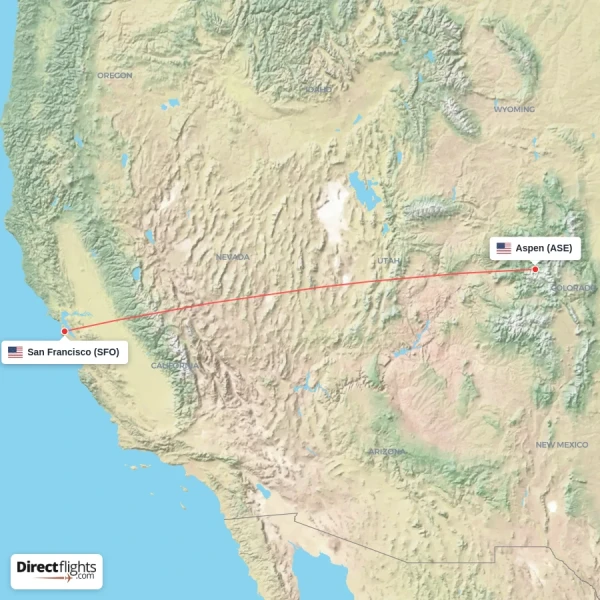 Aspen - San Francisco direct flight map
