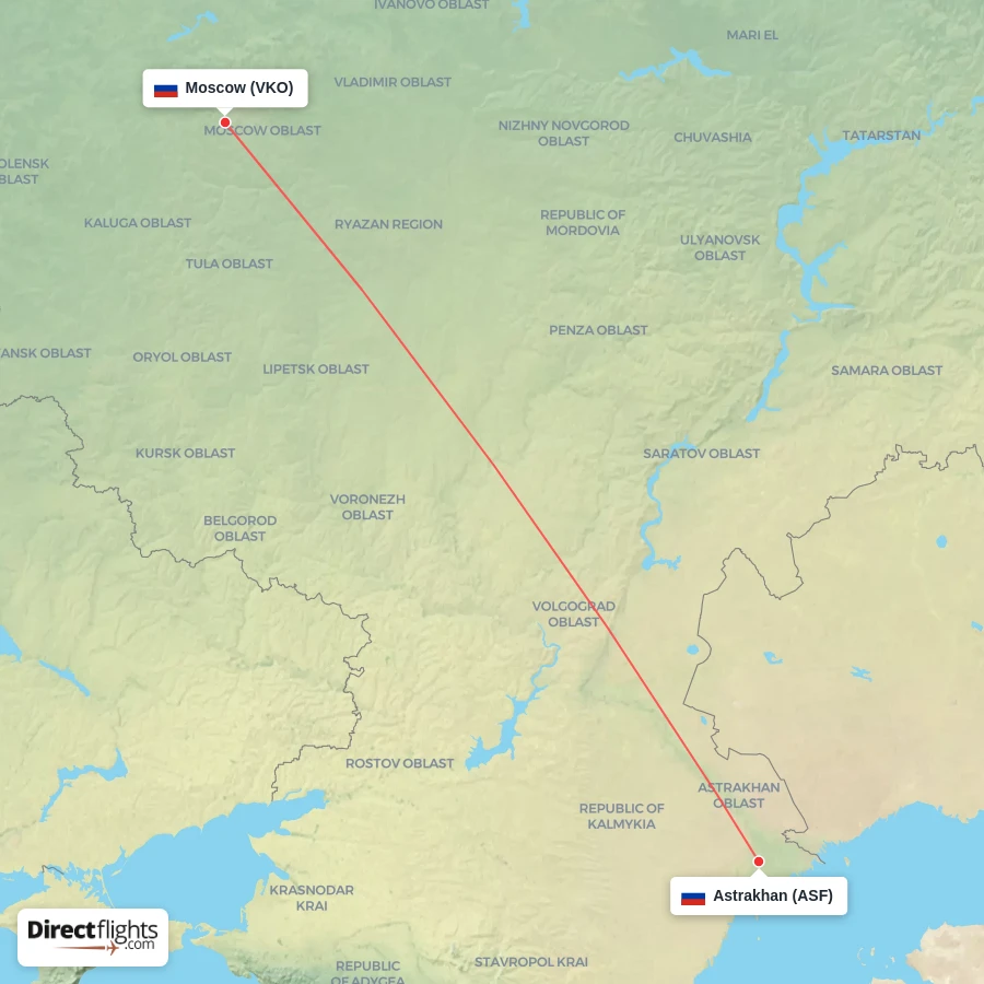 ASF - VKO route map