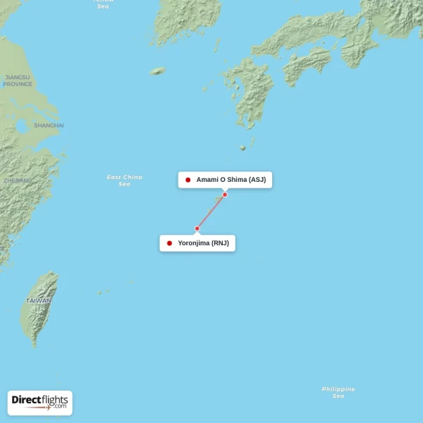 Amami O Shima - Yoronjima direct flight map