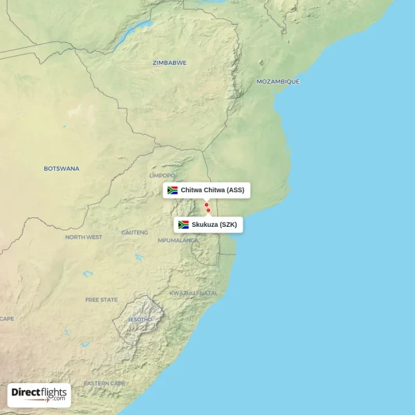 Chitwa Chitwa - Skukuza direct flight map