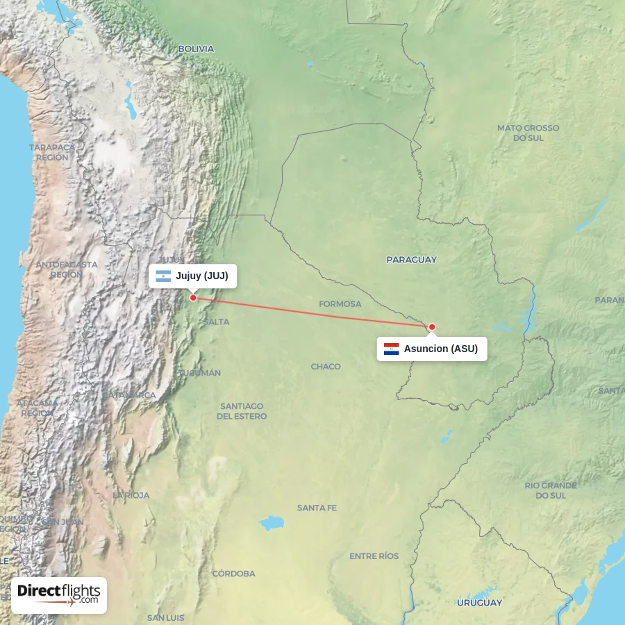 ASU - JUJ route map