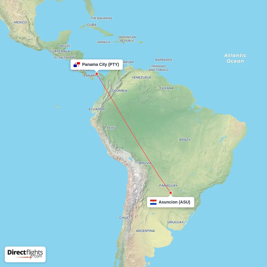 ASU - PTY route map