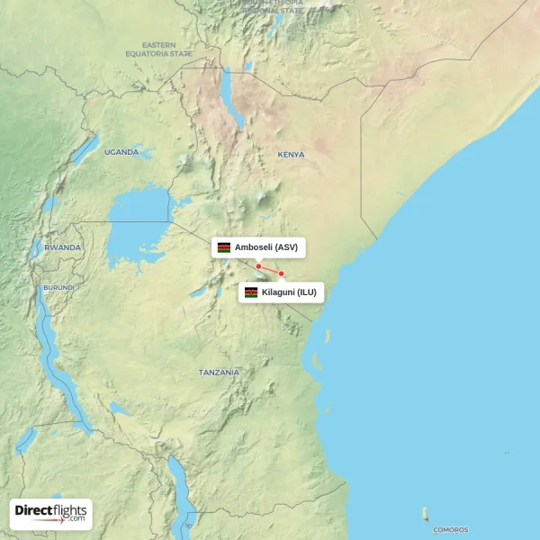 Amboseli - Kilaguni direct flight map