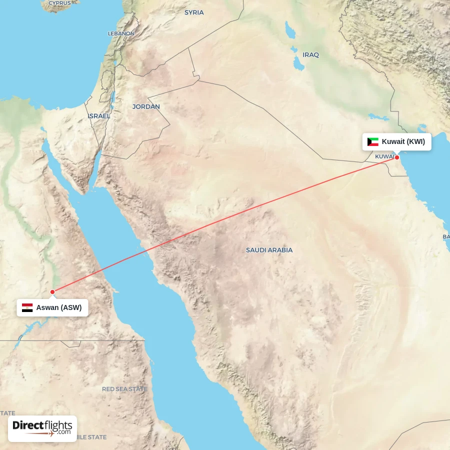 ASW - KWI route map