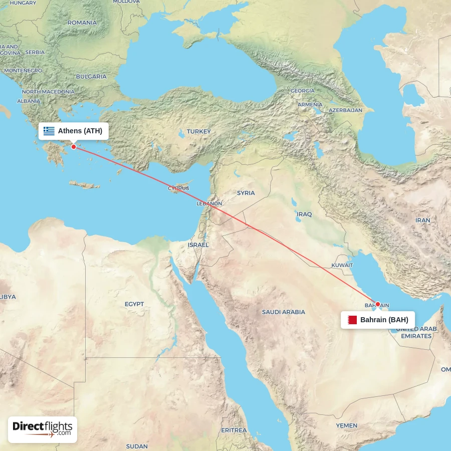 ATH - BAH route map