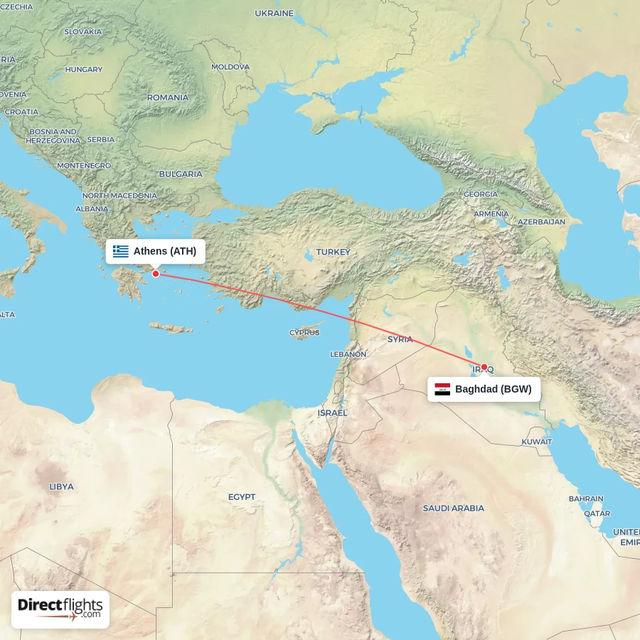 ATH - BGW route map