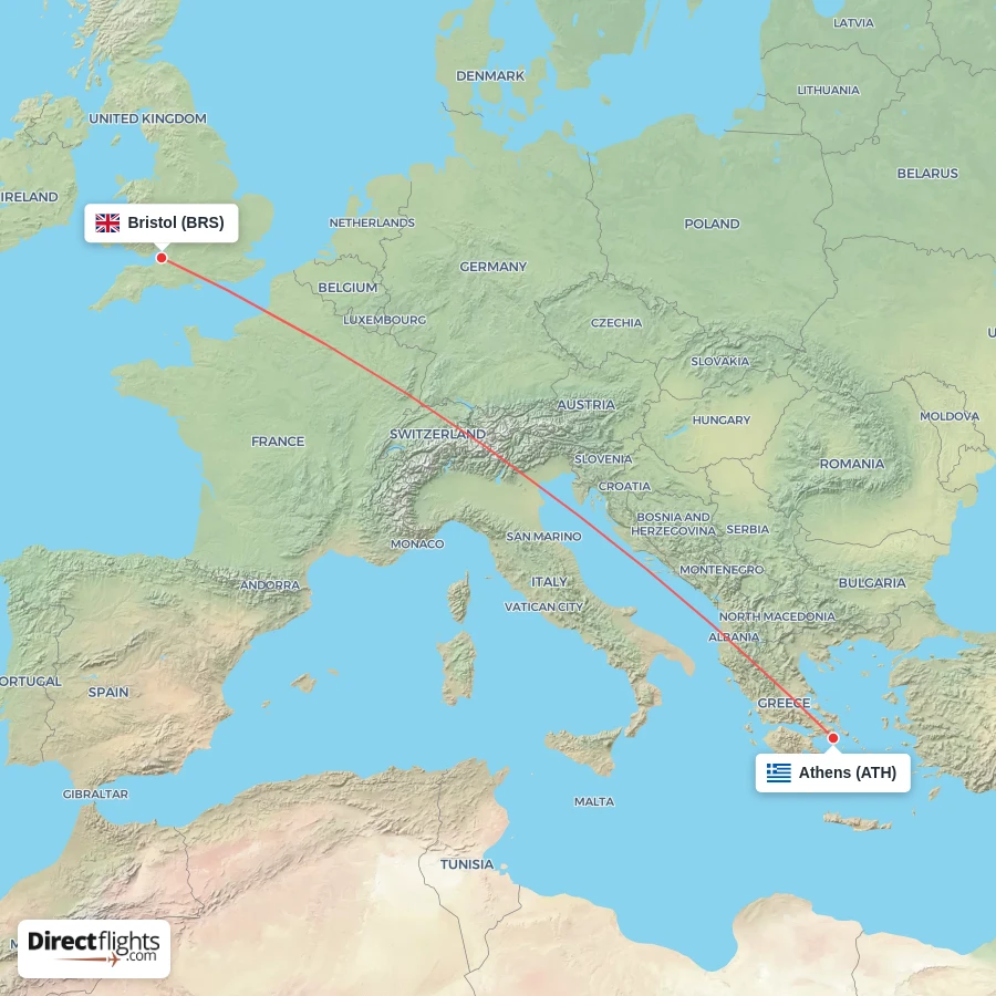 ATH - BRS route map