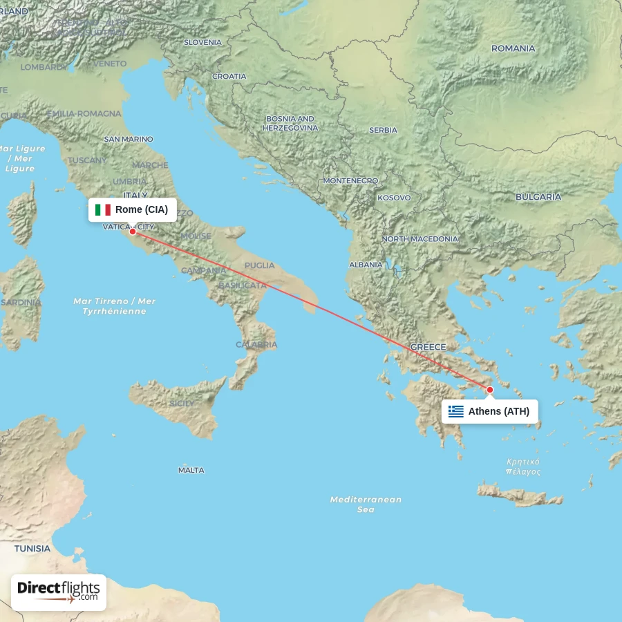 ATH - CIA route map