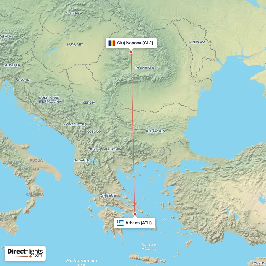 ATH - CLJ route map
