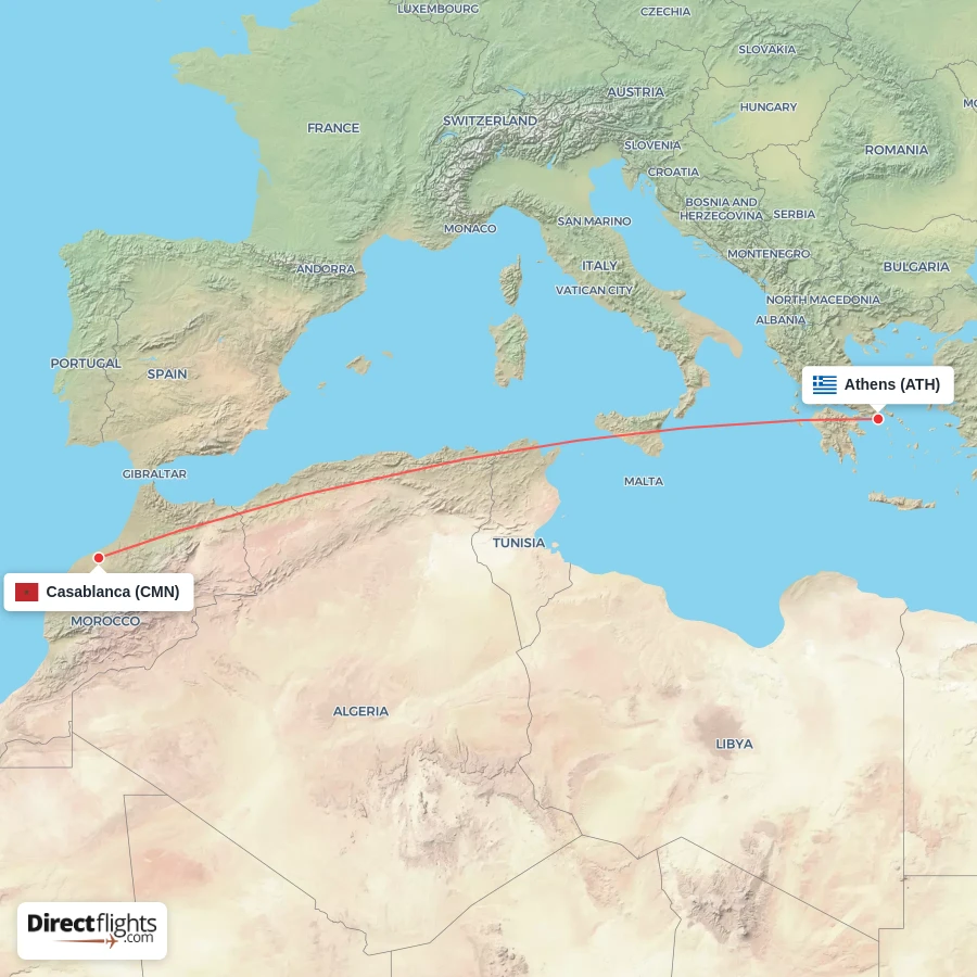 ATH - CMN route map