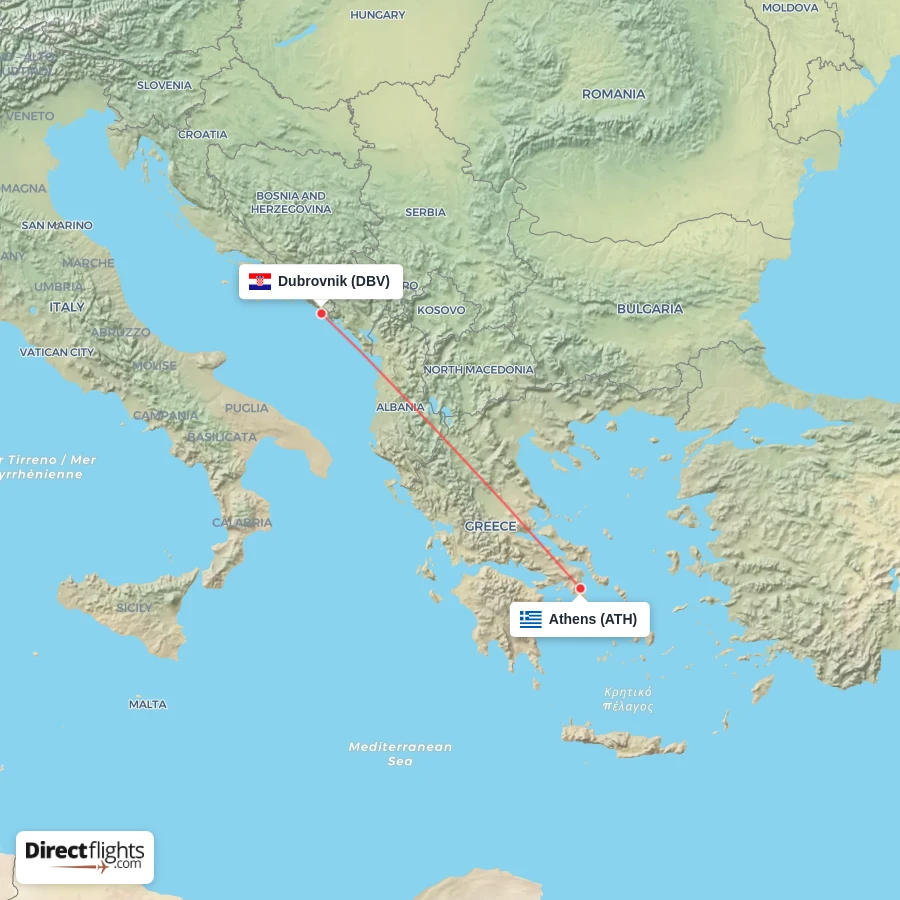 ATH - DBV route map