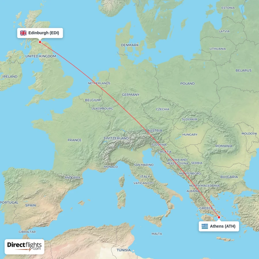 ATH - EDI route map