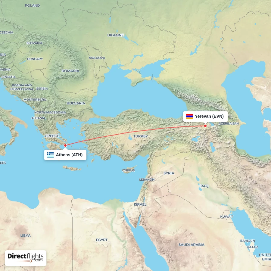 ATH - EVN route map