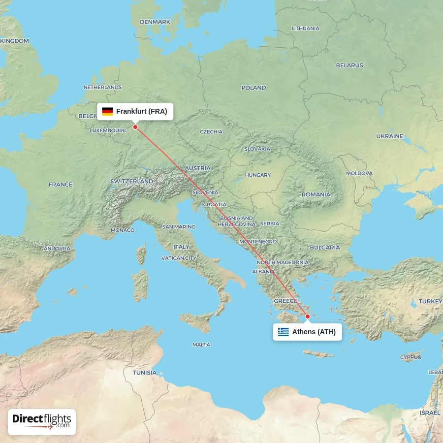 ATH - FRA route map