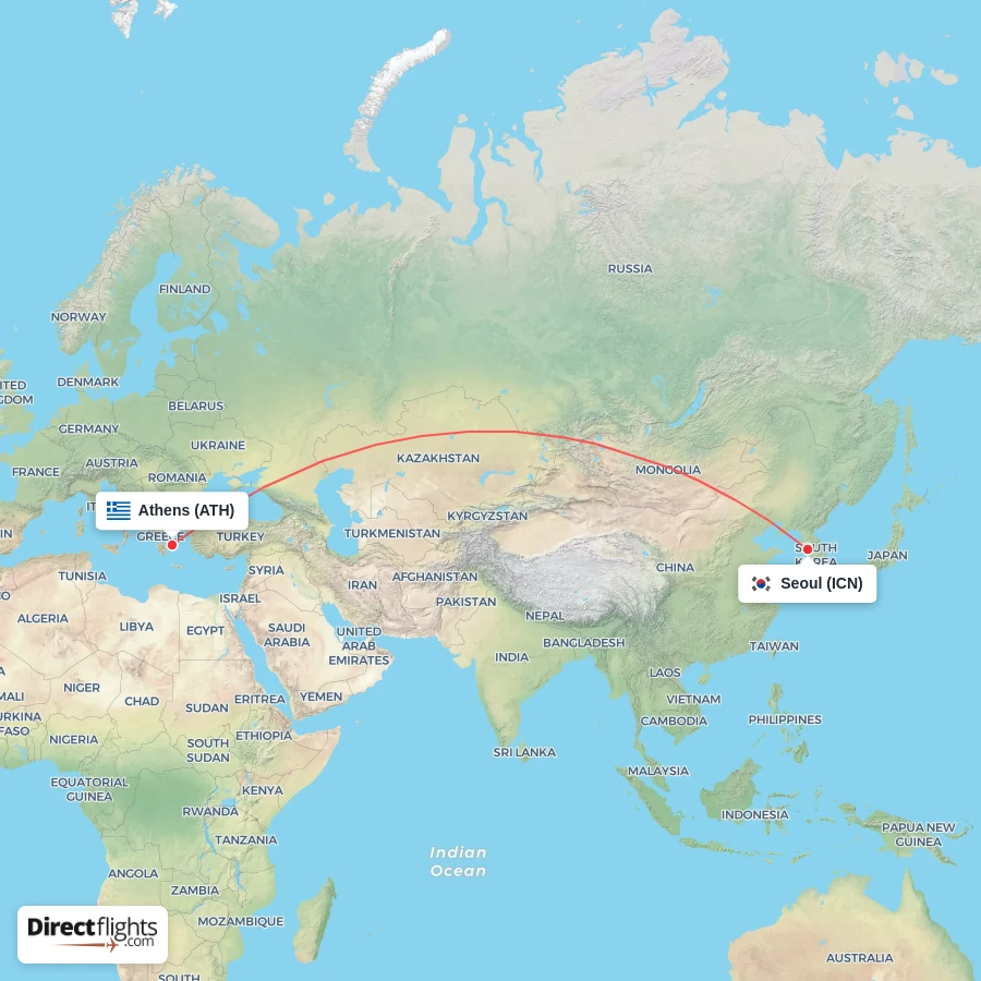 ATH - ICN route map