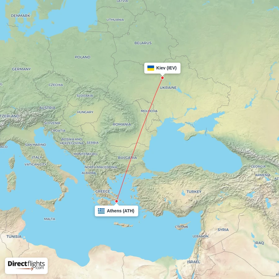 ATH - IEV route map