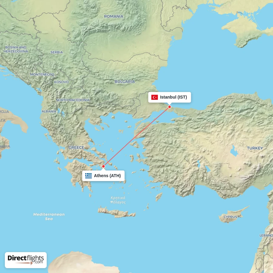 ATH - IST route map
