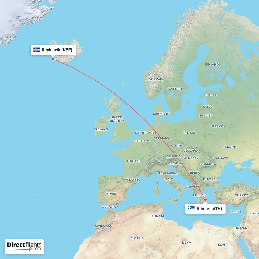 ATH - KEF route map