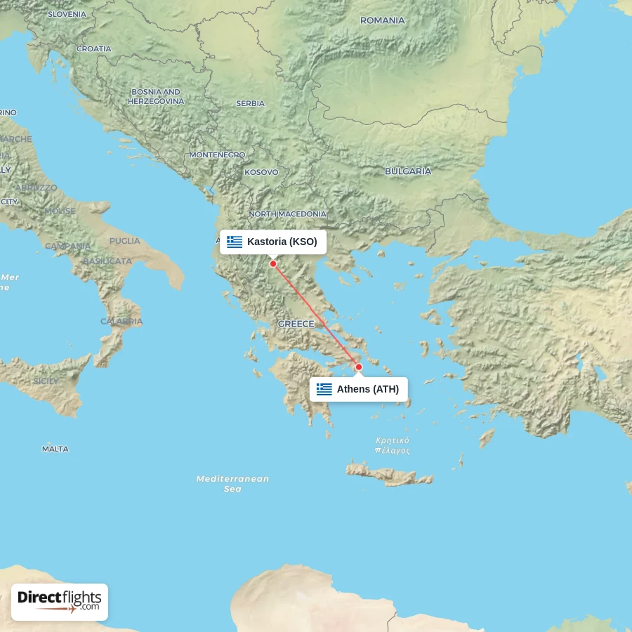 ATH - KSO route map