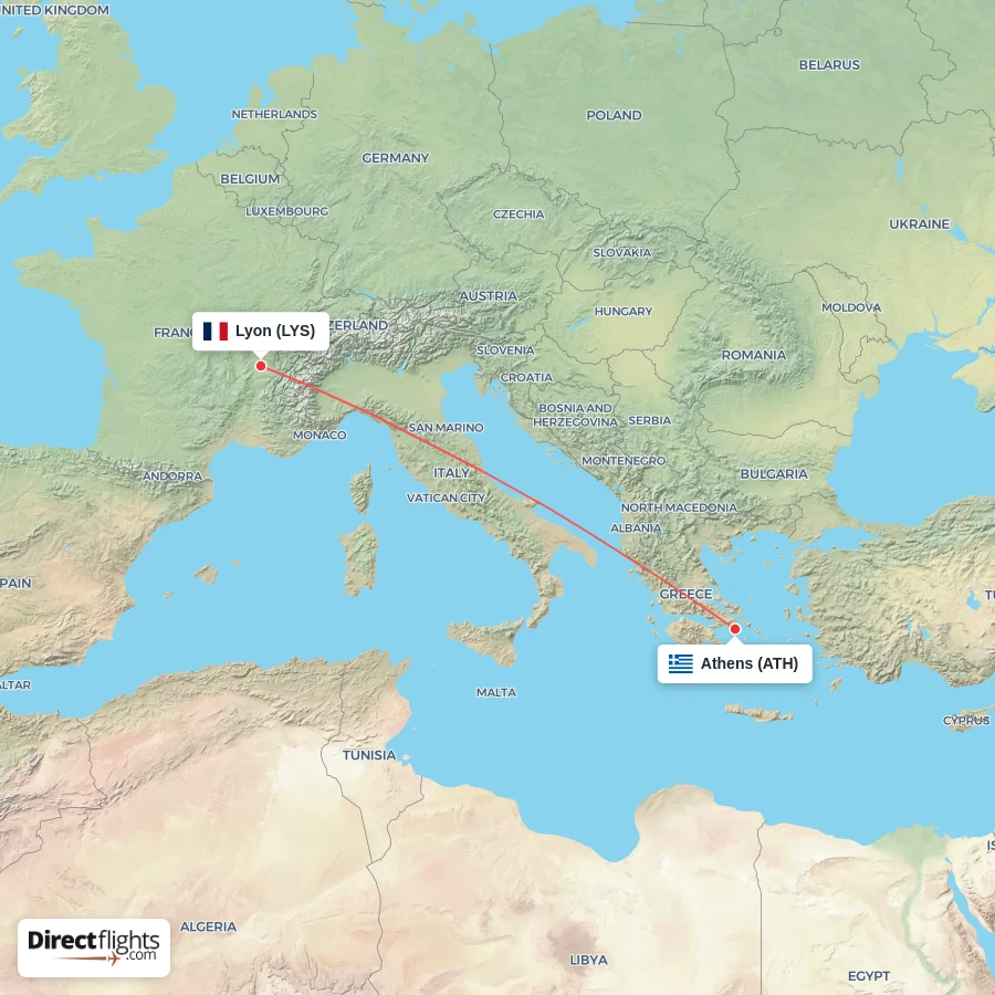 ATH - LYS route map