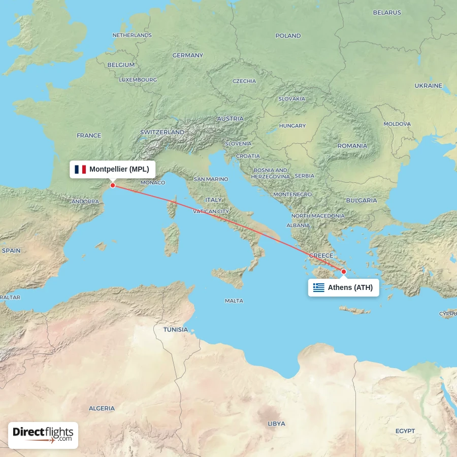ATH - MPL route map