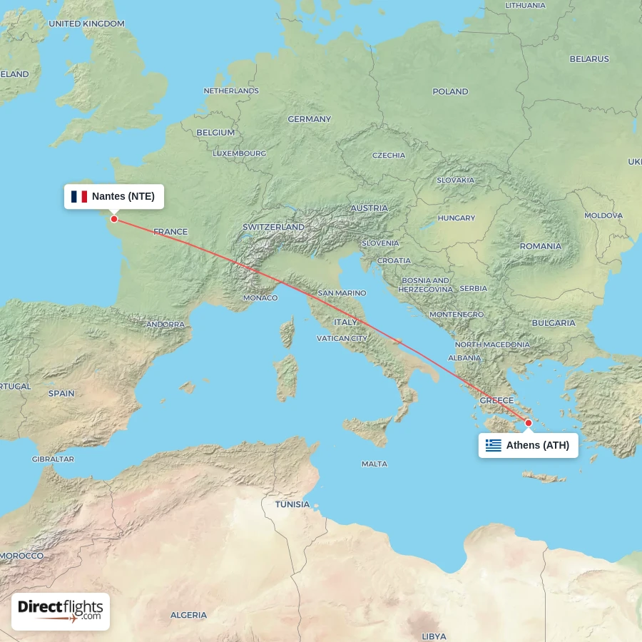 ATH - NTE route map