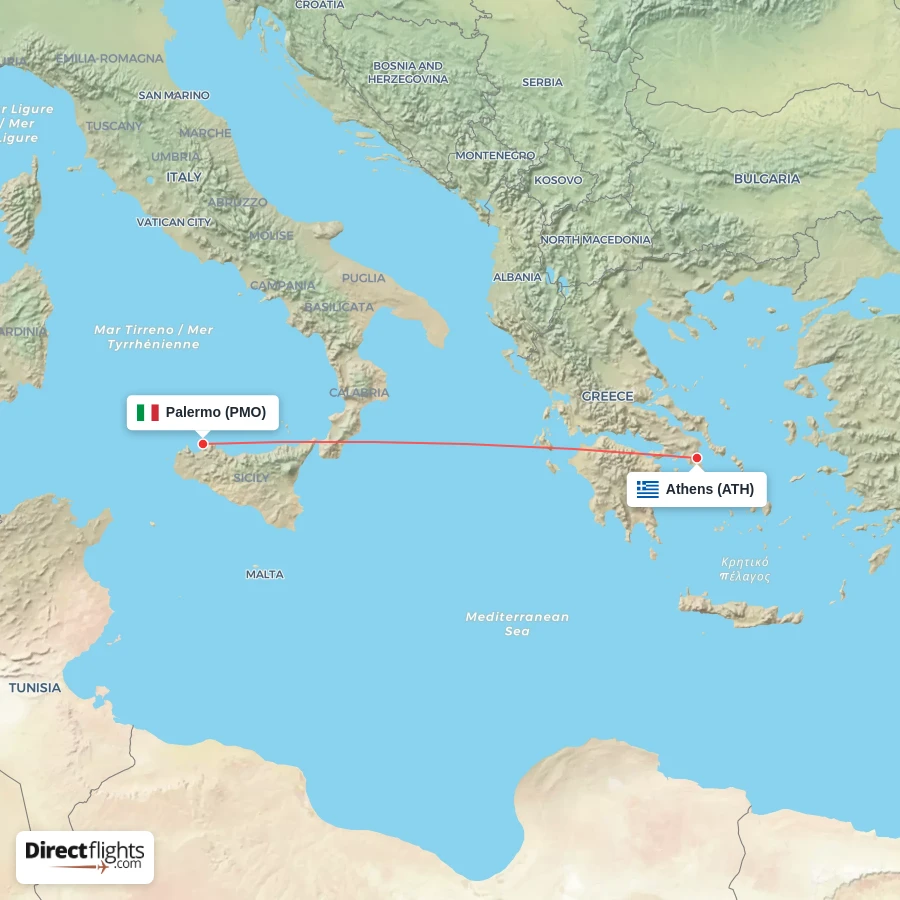 ATH - PMO route map