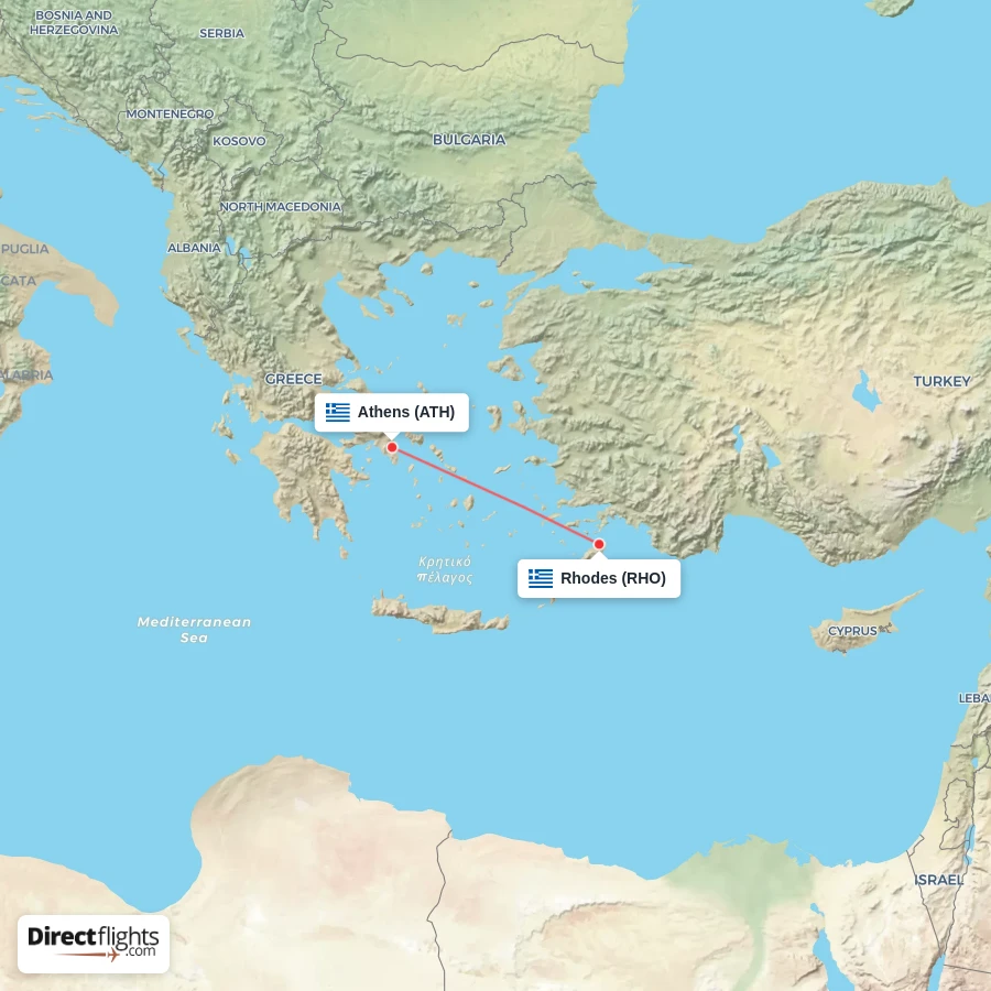 ATH - RHO route map
