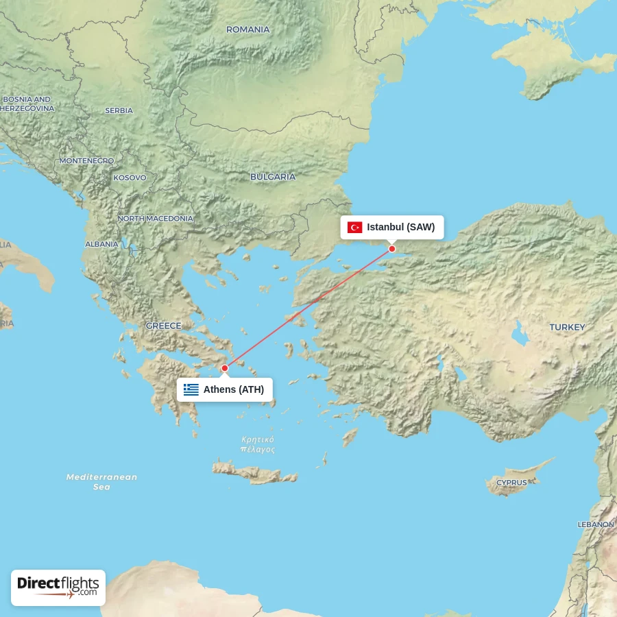 ATH - SAW route map