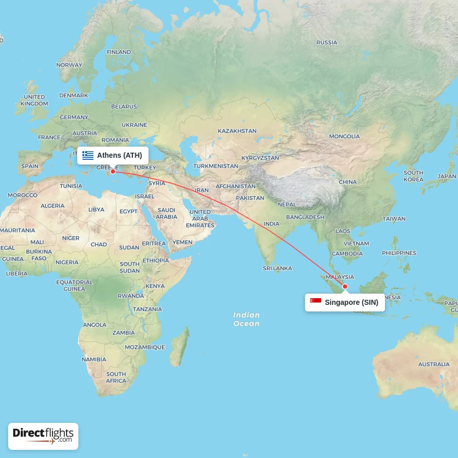 ATH - SIN route map