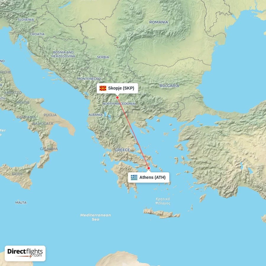 ATH - SKP route map