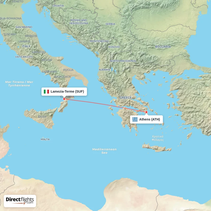 ATH - SUF route map