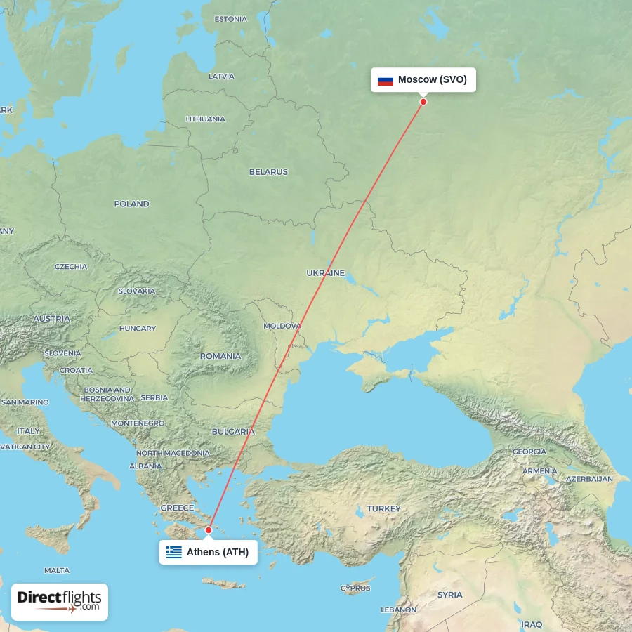 ATH - SVO route map