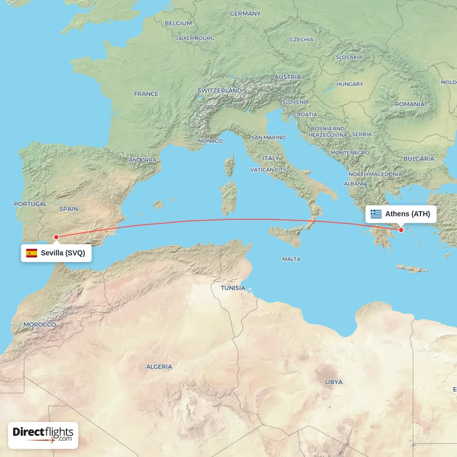 ATH - SVQ route map